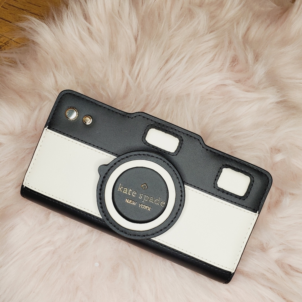 NWT KATE SPADE OH SNAP CAMERA LARGE SLIM BIFOLD WALLET $199 PARCHMENT MULTI - Picture 6 of 6